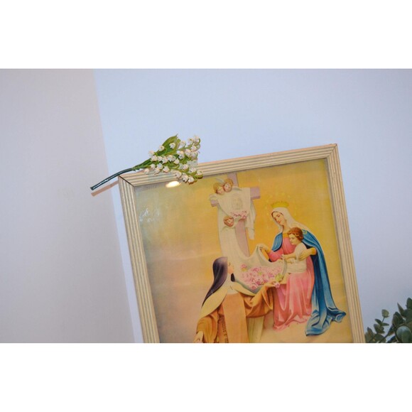 1940s St. Theresa Little Flowers of Jesus Framed Art - Picture 4 of 7